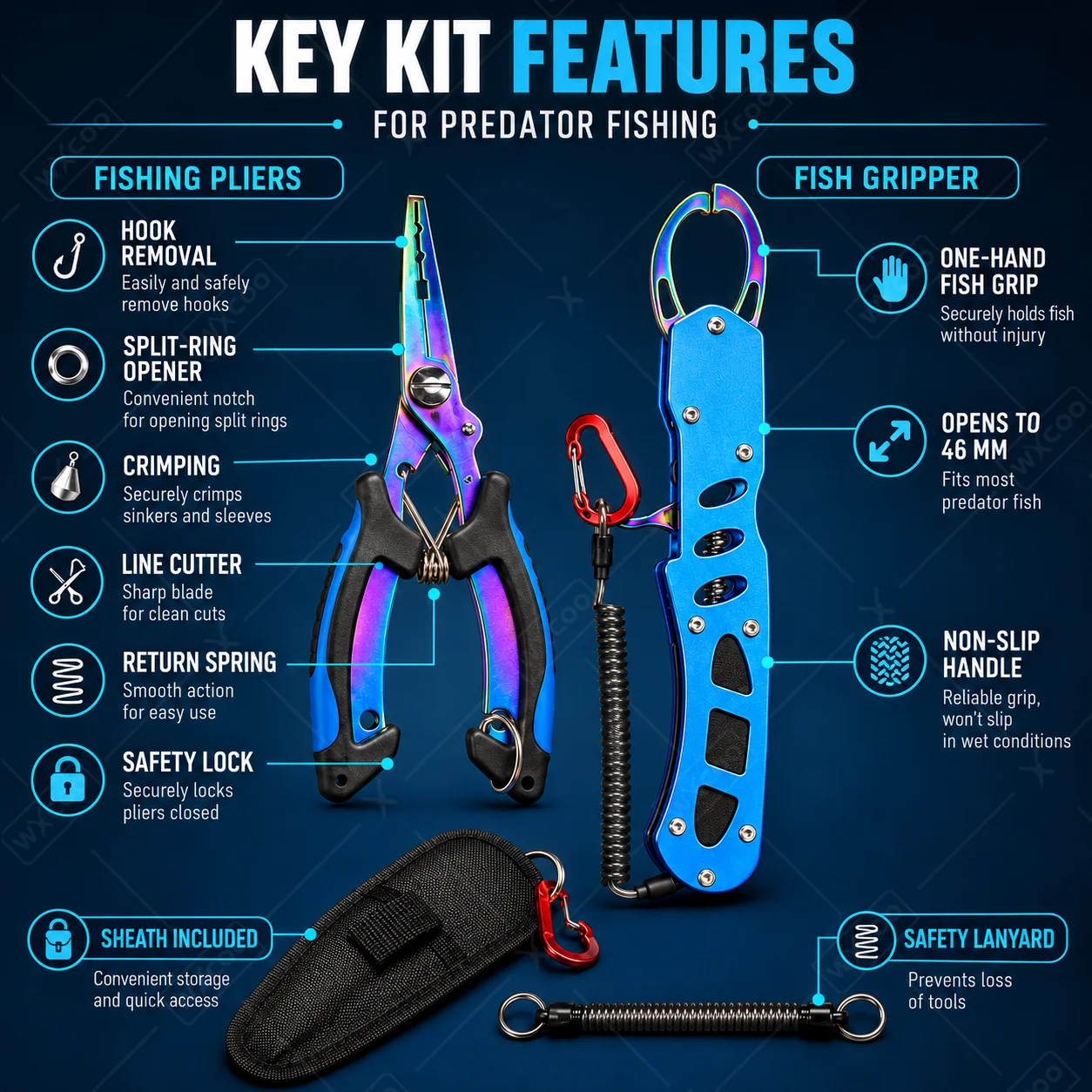 Blue Titanium Coated Saltwater - Fishing Hook Remover ulasan dan harga